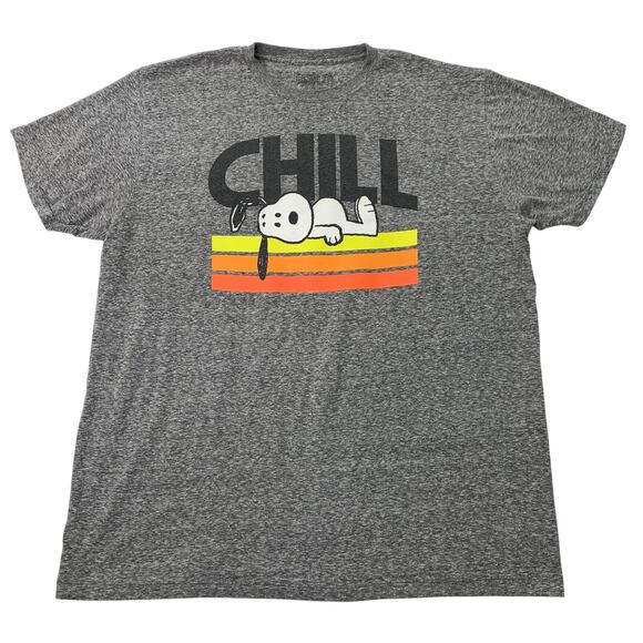 Peanuts Adult XL Tee Shirt Snoopy Chill Sunset Cotton Blend TShirt Short Sleeve - Picture 1 of 5